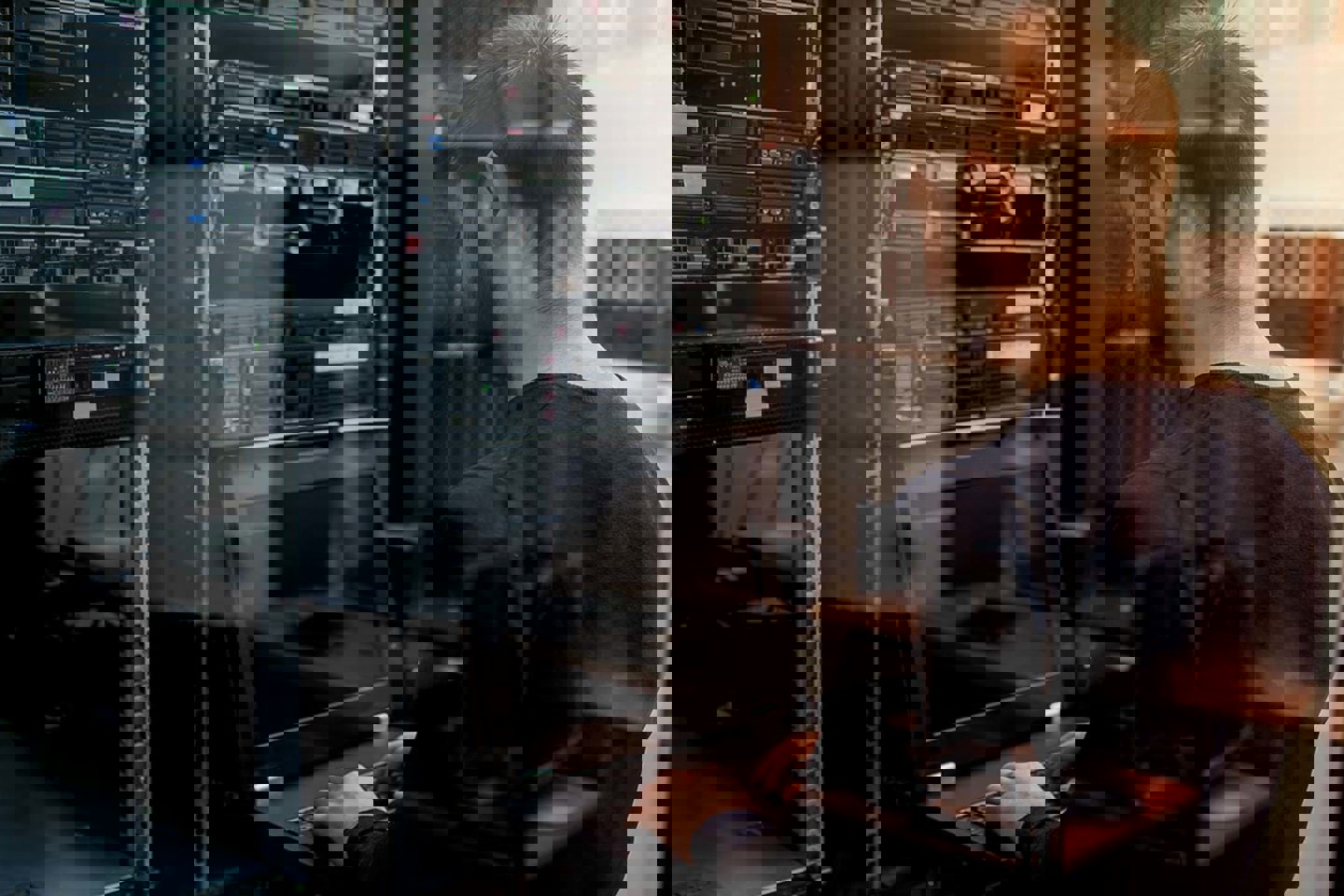 Connectria landscape image man working at server