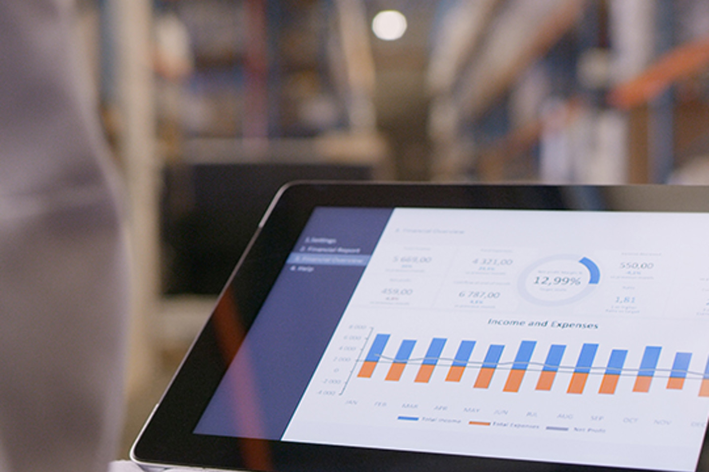 Procure Analytics Portrait 3 bar graph on tablet