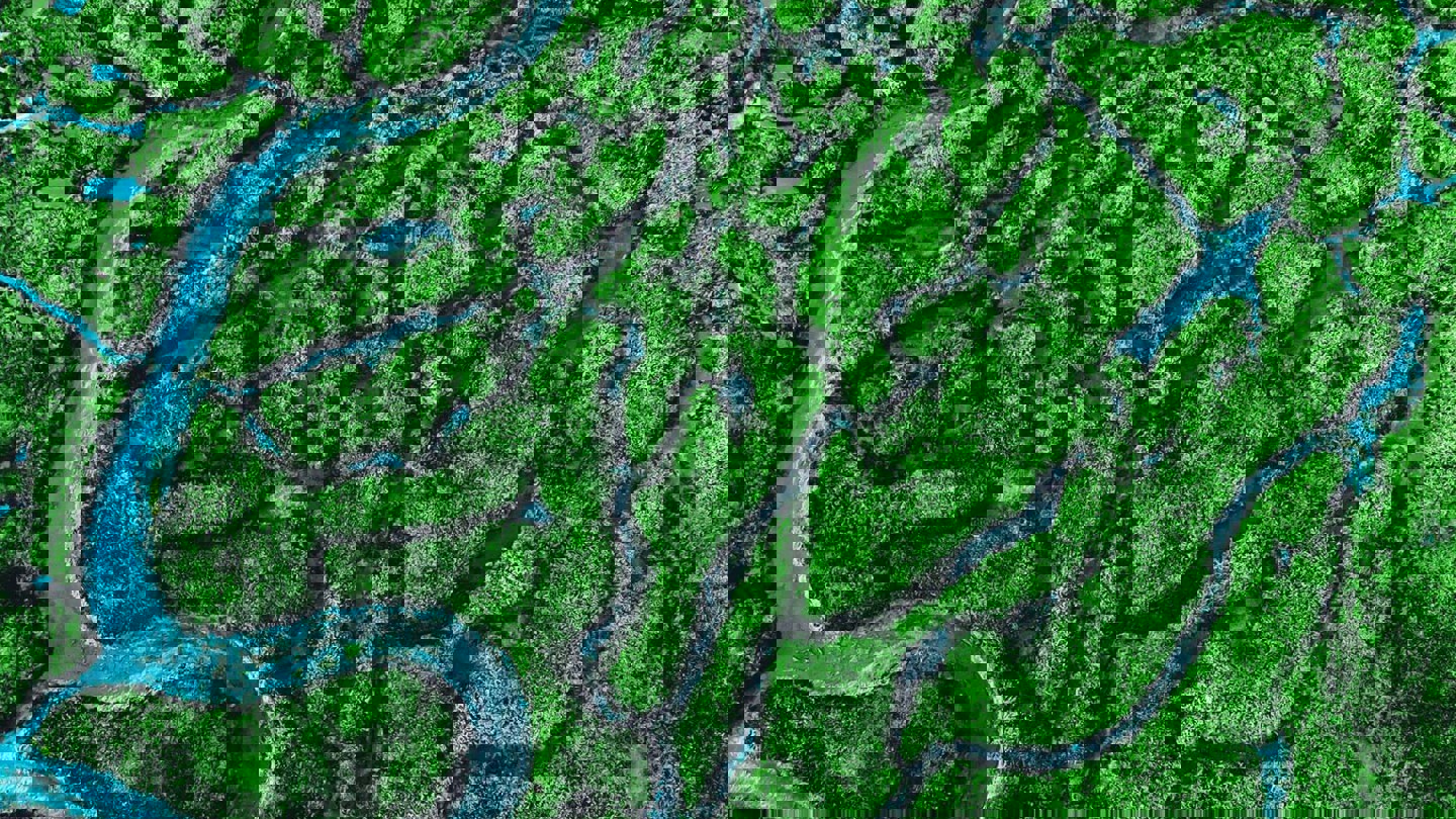 3614X1009 News aerial image of green landscape and river