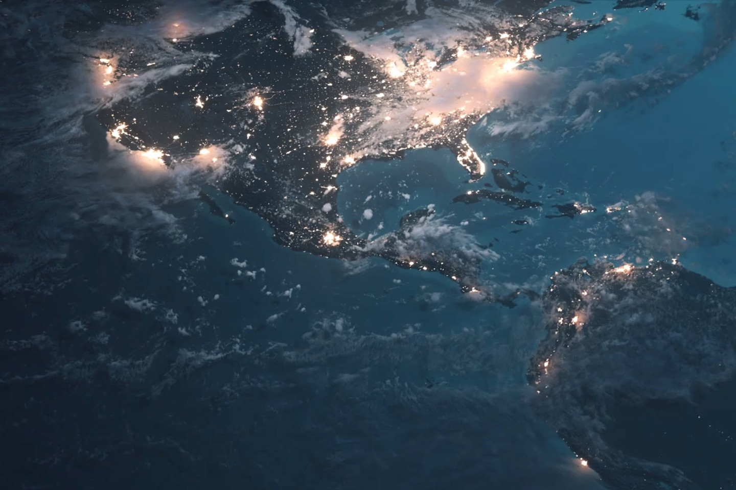 Global Connection Lines Expanding Network Night image