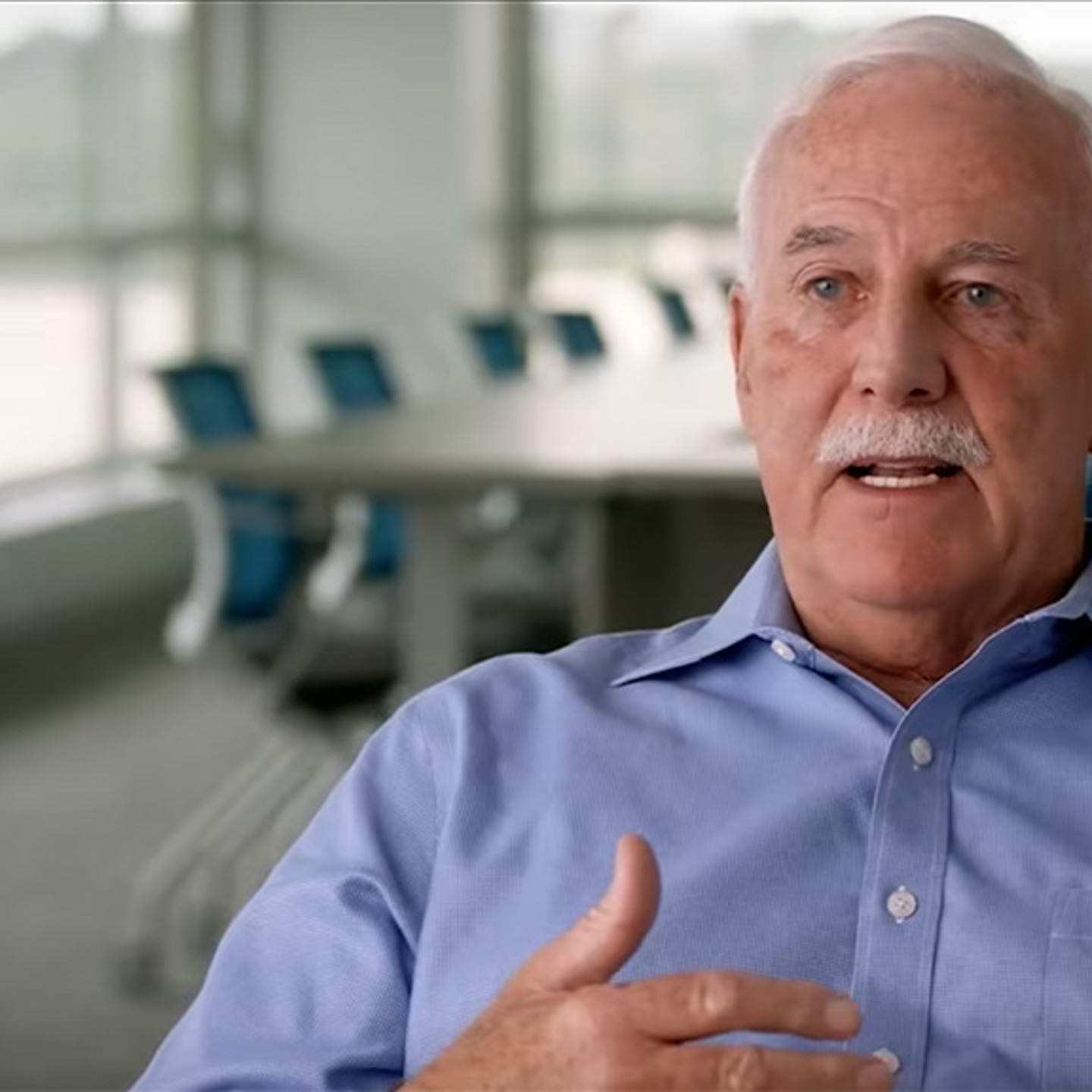 Video still image of an interview